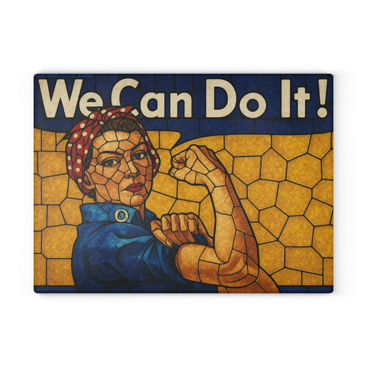 Stained Glass Rosie the Riveter Glass Cutting Board - Premium Patriotic Kitchen Decor