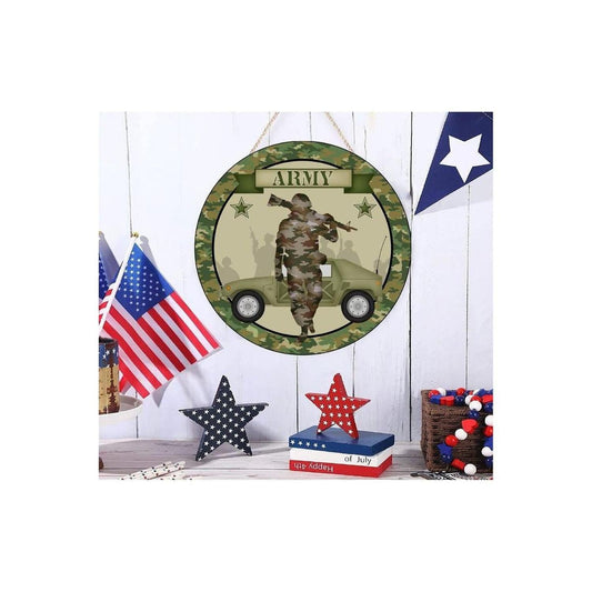 Army Solider Camo Round Sign