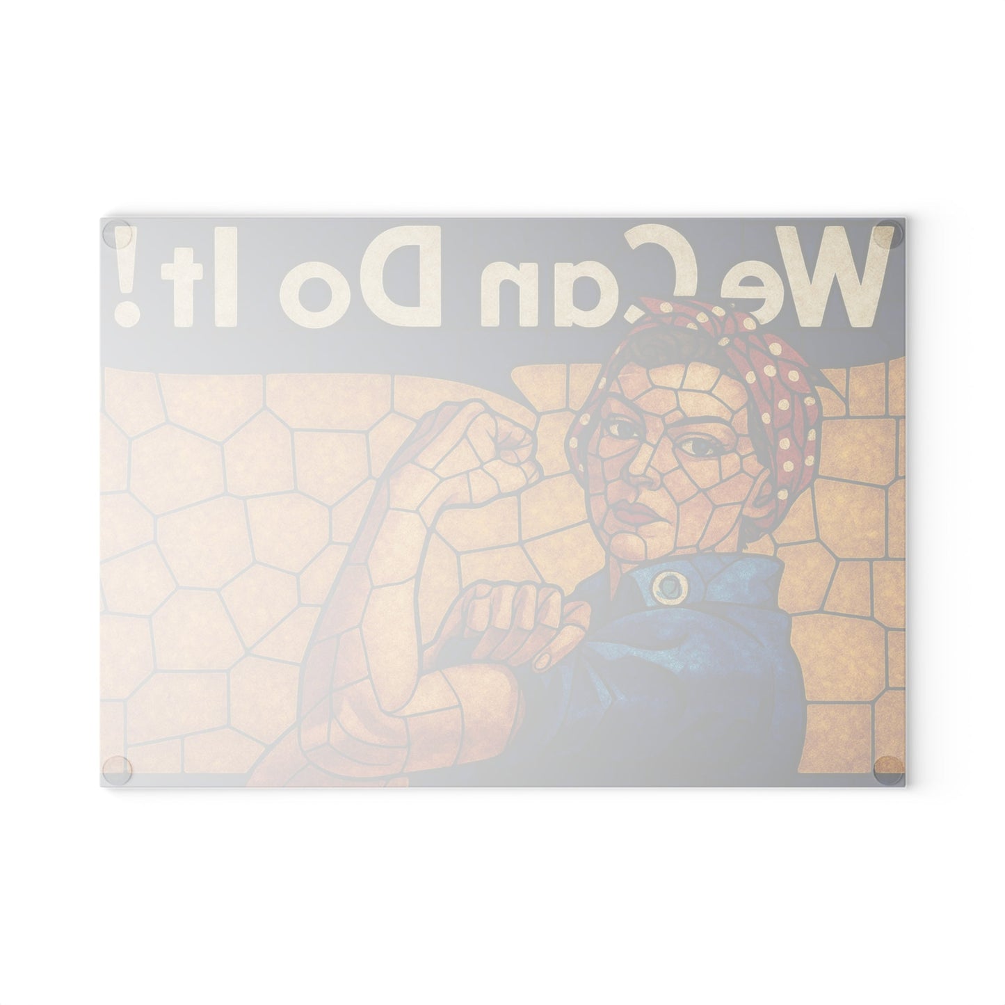 Stained Glass Rosie the Riveter Glass Cutting Board - Premium Patriotic Kitchen Decor