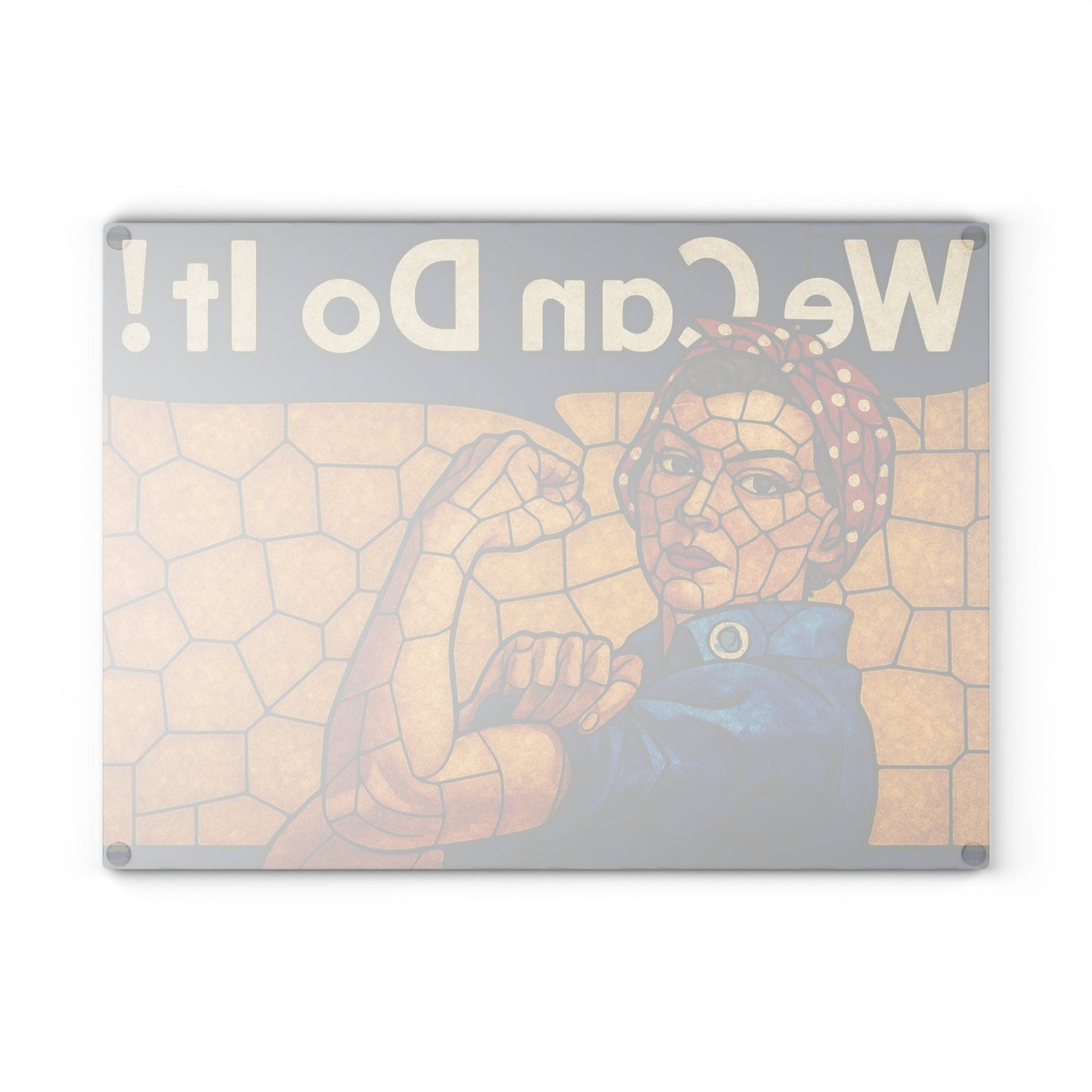 Stained Glass Rosie the Riveter Glass Cutting Board - Premium Patriotic Kitchen Decor