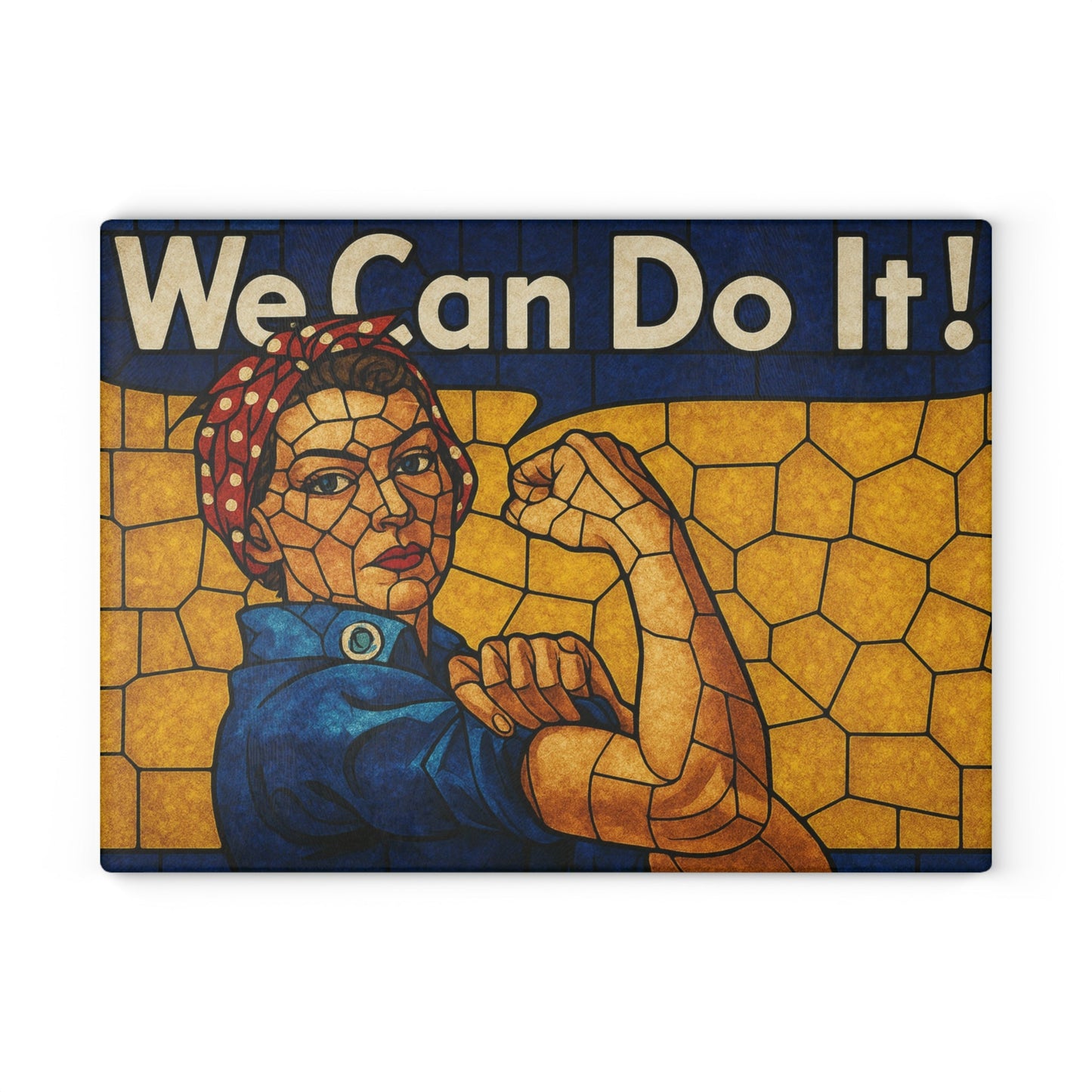 Stained Glass Rosie the Riveter Glass Cutting Board - Premium Patriotic Kitchen Decor
