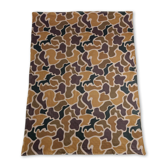 Brown polka dots camo baby boy hunting blanket