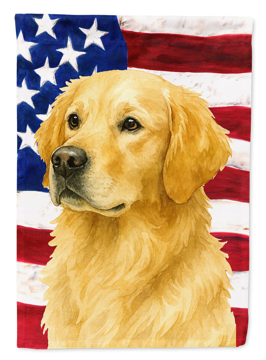 Light Golden Retriever American Flag House Flag