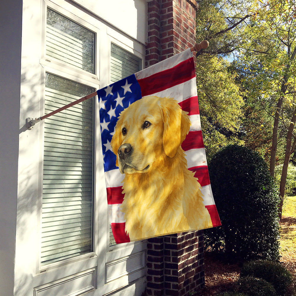 Light Golden Retriever American Flag House Flag