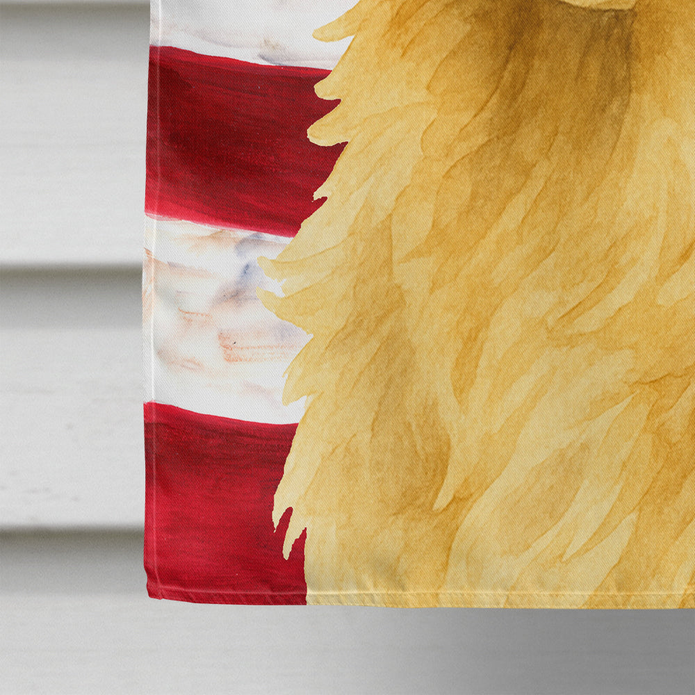 Light Golden Retriever American Flag House Flag