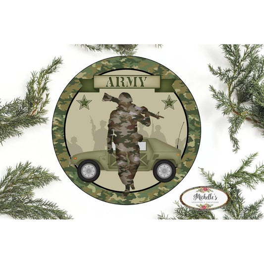 Army Solider Camo Round Sign