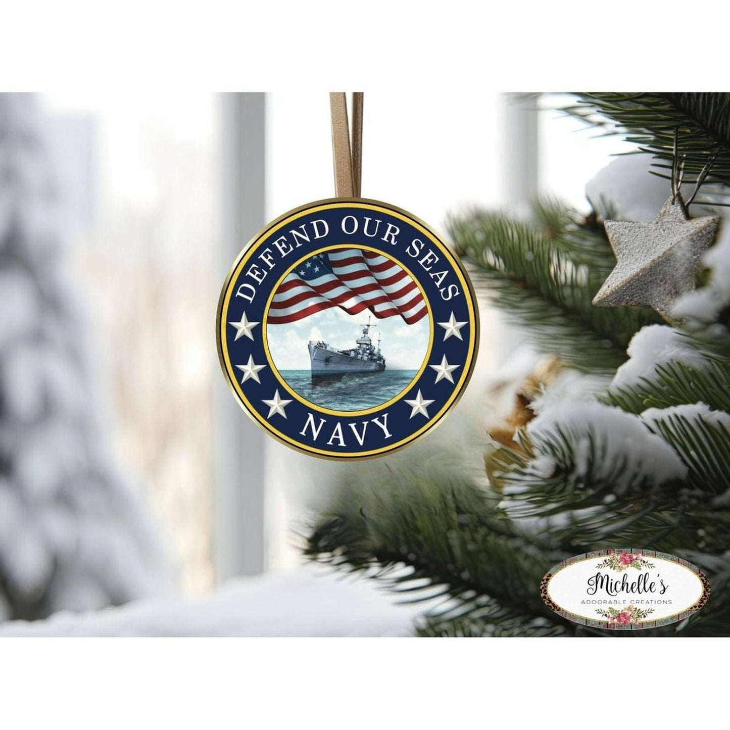 Defend Our Seas US Navy Round Sign