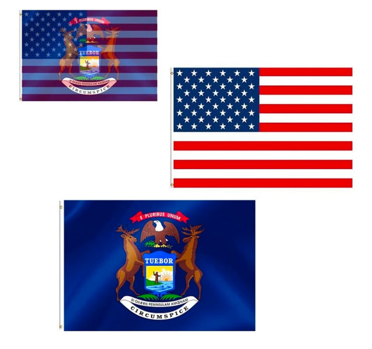 2 in 1 Michigan State and America USA Boat Motorcycle Truck Flag